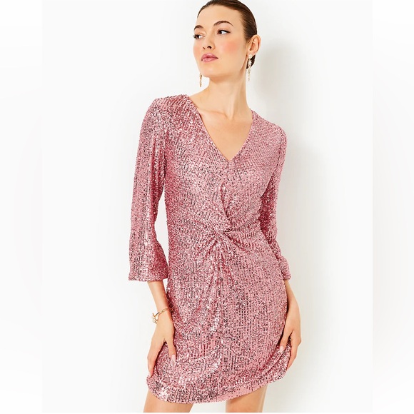 Lilly Pulitzer Dresses & Skirts - Lilly Pulitzer Estrella Sequin Dress, Conch Shell Pink Sz 16